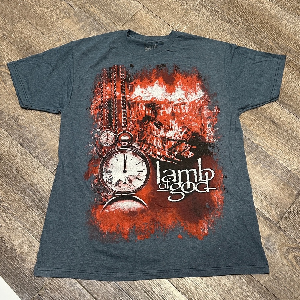 Lamb of God Graphic T-Shirt Blue/Grey Band Tee Large NWOT